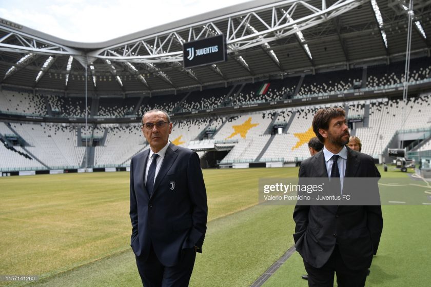New head coach of Juventus Maurizio Sarri and president Andrea Agnelli