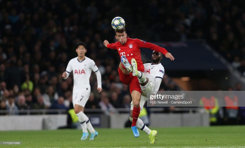 Bayern Munich's Ivan Perisic and Tottenham Hotspur's Danny Rose