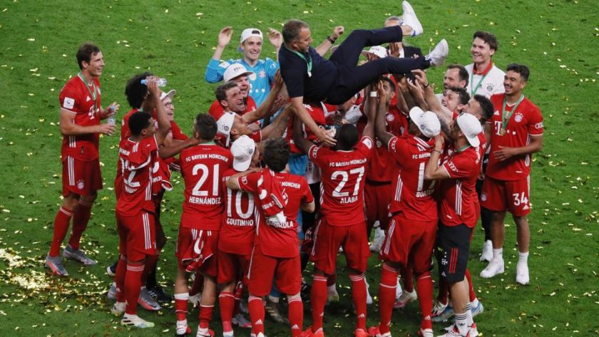 bayern munich player celebrate champions league