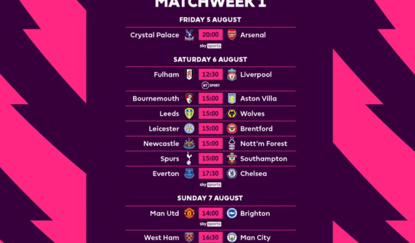 Premier League 2022-23 schedule